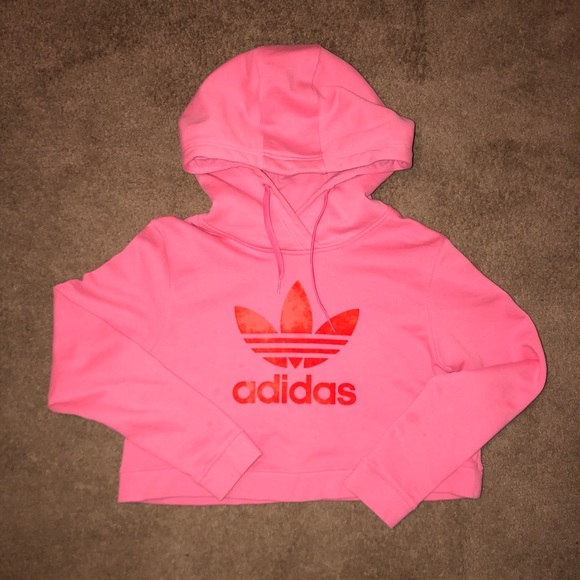 pink adidas crop hoodie